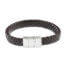 IFM 630-53 BROWN PLAITED LEATHER BRACELET WITH STAINLESS STEEL CLASP