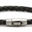 IFM 630-63 BLACK LEATHER PLAITED BRACELET WITH ANTIQUE PLATED STAINLESS STEEL CLASP