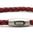 IFM 630-65 RED LEATHER PLAITED BRACELET WITH ANTIQUE PLATED STAINLESS STEEL CLASP